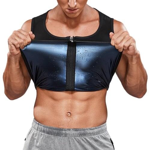 Men Body Shaper Waist Trainer Sauna Vest Sweat Slimming Polymer Weight Loss Zipper Tank Top Premium Mens Shapers Workout Shirt