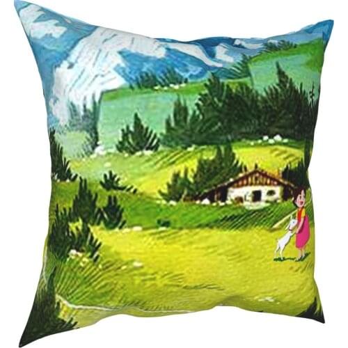 Heidis House In The Alps Throw Pillow Cover Decorative Pillow Heidi Cartoons Grandfather Customized Pillowcase