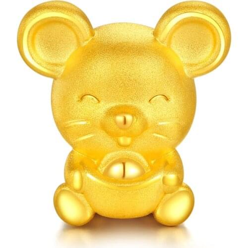 New 24K Yellow Gold Bracelet Women 999 3D Chinese Zodiac Bracelet