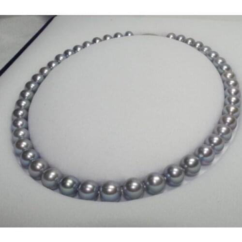 11-12MM ROUND SILVER GREY PEARL NECKLACE 45cm