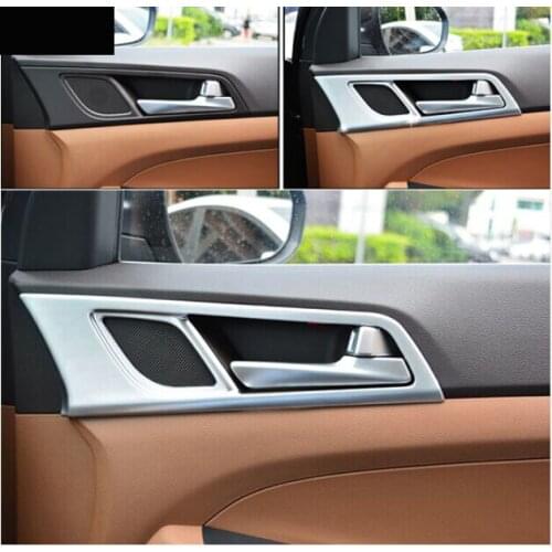 FIT FOR HYUNDAI TUCSON TL 2015 2016 CHROME INNER SIDE DOOR HANDLE COVER BEZEL TRIM STYLING FRAME DECORATION BOWL CATCH GARNISH