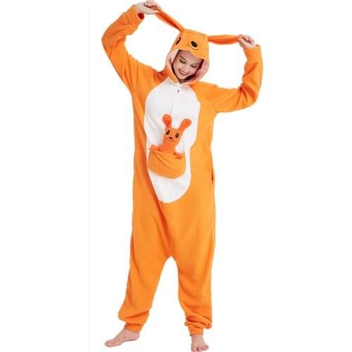 Kangaroo Onesies Adult Teenagers Pyjamas Women Animal Pijama Pajamas Funny Flannel Warm Soft Sleepwear Overall Onepiece Jumpsuit
