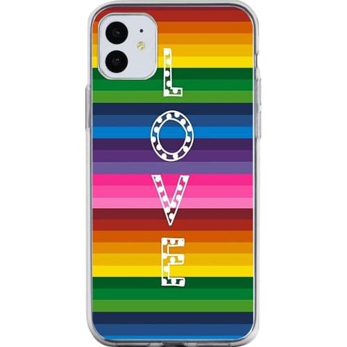 Pride Rainbow Colors Phone Case New Fashion Cover Transparent for Iphone 12 Mini 11pro Max Se2020 6 6s 7 8plus X XS XR Xsmax