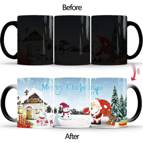 350mL Merry Christmas Magic Mug Temperature Color Changing Mugs Heat Sensitive Cup Coffee Tea Milk Mug Novelty Gifts for Kids