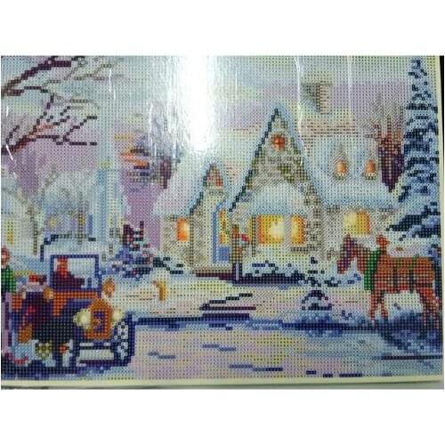 Glowing Painting Wall Decoration Painting LED Diamond Painting Round Diamond Full Drill with Light Snow Scene