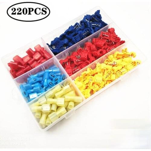 140/220pcs T-Tap Connectors Self-Stripping Quick Splice Electrical Terminal Disconnect Scotch Lock Crimp Wire Connector