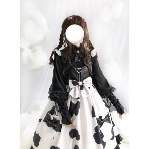 Japanese-Style Retro Lolita Lolita Versatile Inner Match Long Sleeve Gigot Sleeve Shirt Lace up Princess Dress Inner Shirt