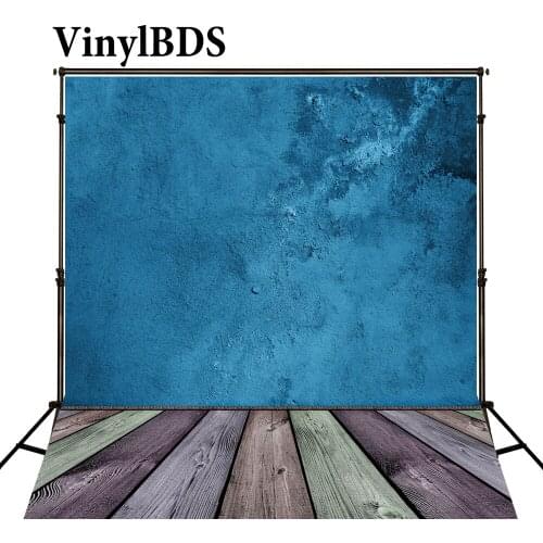 VinylBDSD Blue Solid Color Brick Wall Photography Backdrop Vintage Wooden Wall Backdrops Newborn Backdrops for Photo Studio