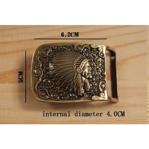 High quality Indian Head embossed Brass belt Buckle