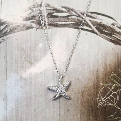 Ladies S925 sterling silver classic star starfish inlaid zircon white earrings jewelry sweet romantic holiday gift for lovers