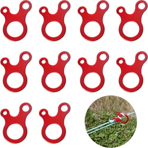 10 Pcs Quick Knot Tent Wind Rope Buckle 3 Hole Anti-slip Camping Hiking Tightening Hook Aluminum Alloy Wind Rope Buckles Outdoor