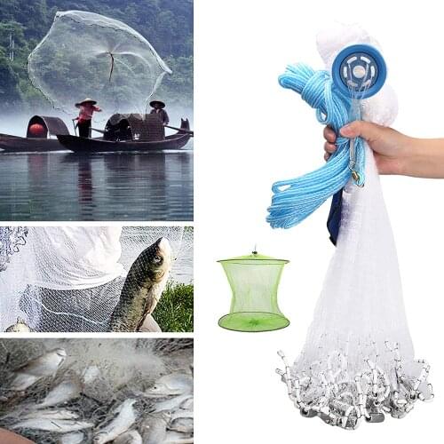 3.6M/6FT Cast Net for Fishing Heavy Duty American Freshwater Saltwater Radius Casting Net Bait Trap Fish With Shrimp Cage Zinc S