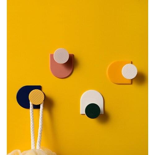 4pcs Multi-function ABS Wall Hook Plastic Hooks Seamless Stick Hook Multifunctional Wall Hanger For Home Bathroom Kitchen Office