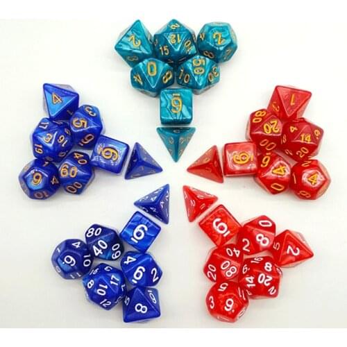 7PCS/SET Resin Pearl Pattern Dice 15 Kinds Option Sculpture Digital Dice Set Game Accessories