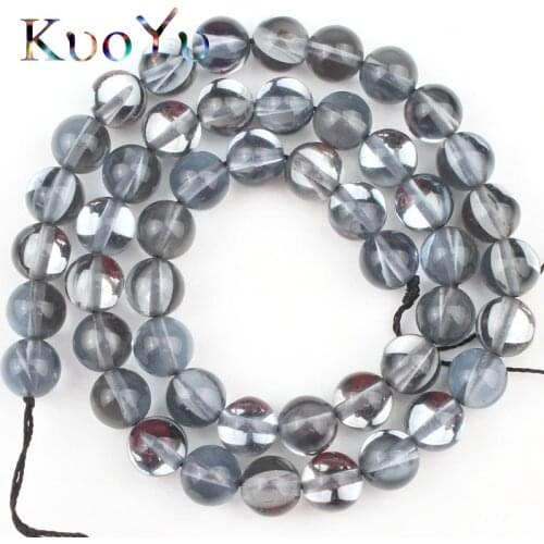 A+ Black Austrian Crystal Glitter MoonStone Smooth Round Loose Spacer Beads For Jewelry Making Diy Needlework Bracelet 6 8 10 MM