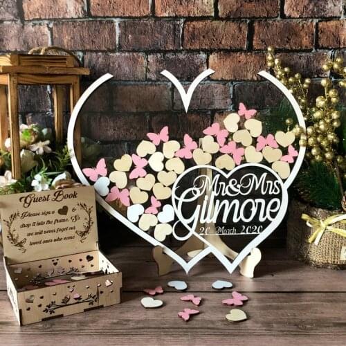 Acrylic wedding guest book alternative,wedding guestbook,Drop box hearts,Transparent heart,Drop into the frame,Heart guest