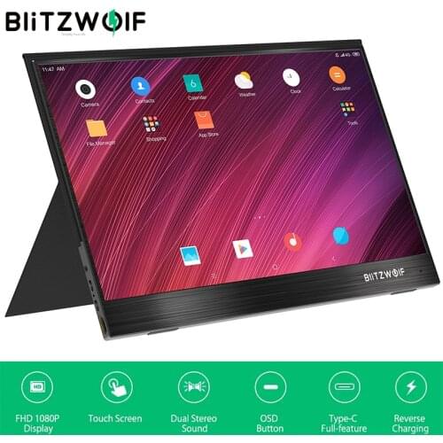 BlitzWolf BW-PCM3 15.6 Inch Touchable FHD 1080P Type C Portable Computer LCD Monitor Gaming Display Screen for Smartphone Laptop