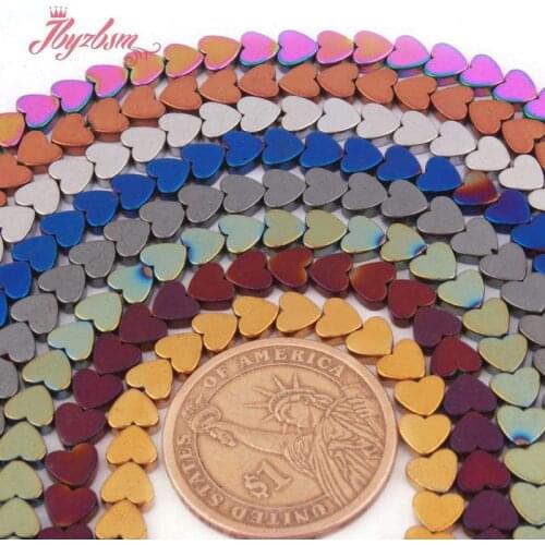 6mm Heart Hematite Beads Hematite Stone Spacer Loose Beads for Women Men DIY Accessories Necklace Bracelets Jewelry Making 15"