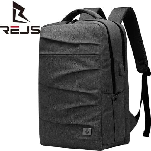 REJS LANGT Business Backpack Black 14/15.6 Inch Laptop Bag Multifunction Men Backpacks with Charging Waterproof Travel Rucksack