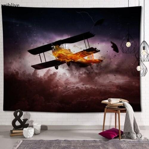 Custom Tapestry Aircraft Printed Large Wall Tapestries Hippie Wall Hanging Bohemian Wall Art Decoration Room Decor 100x150cm