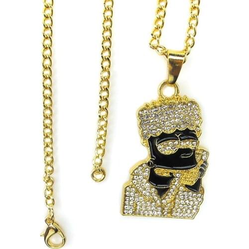 HIPHOP Simpson drip oil cartoon anime character pendant necklace Charm Choker Necklaces for Women Jewelry Free Dropshipping