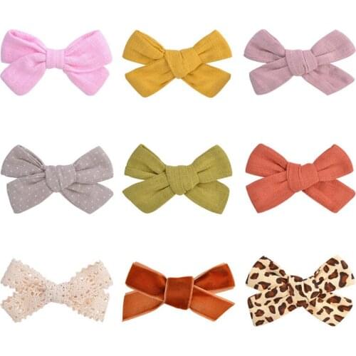 QCOOLJLY Cotton Leopard Print Hair Bows With Clip For Baby Girls Plaid Hair Clips Barrettes Hairpins Headwear Hair Accessories