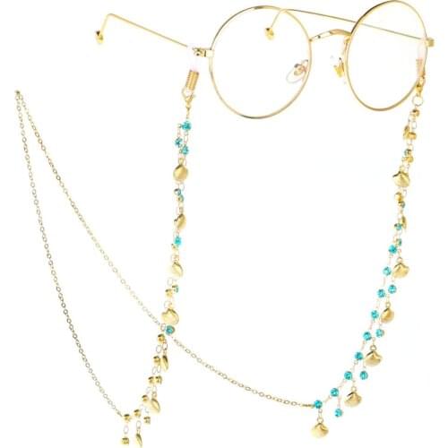 JGL009 2020 Latest design Gold Rhinestone Fashion Chain Shell Glasses Chain Reading Glasses chain Hanging Neck Strap lady jewel