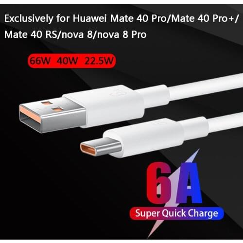 EQCG 6A Type C Cable Supercharge For Huawei Mate 40 Pro 66W USB C cable Quick Charging For honor V40 navo 8 SCP Data Wire Cord