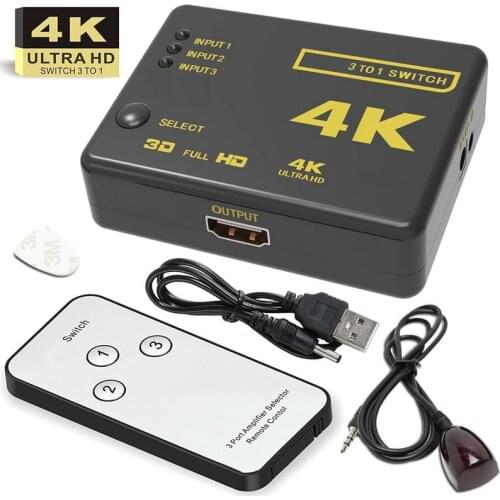 3 Port 4K*2K 1080P Switcher HDMI-compatible Switch Selector Splitter Box for Xbox PS3 PS4 Multimedia Remote Controller