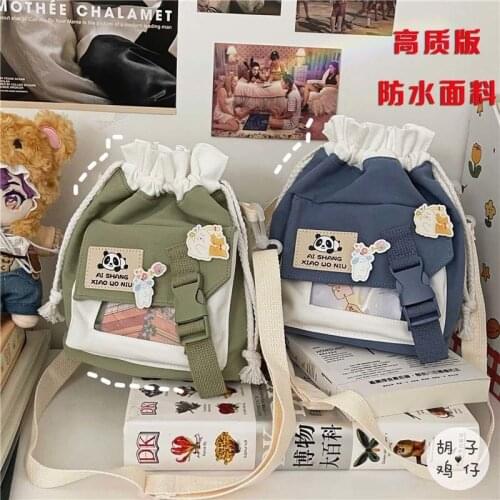 Korea Ins Cute Soft Girl Small Bag Female Japanese Harajuku Retro Messenger Bag Girl Student Shoulder Bucket Bag