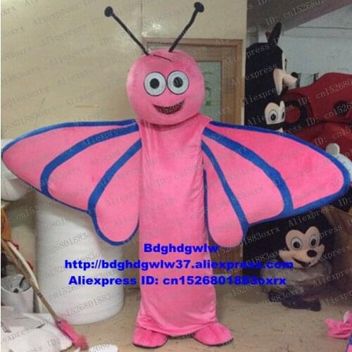 Pink Butterfly Moth Scalewing Dragonfly Mascot Costume Cartoon Character Outfit Suit Department Store Carnival Fiesta zx2423