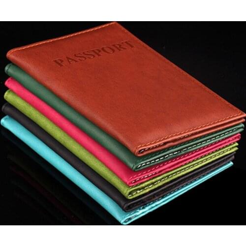 Women Men Passport Holder Leather Travel Passport Cover Card Case Holder