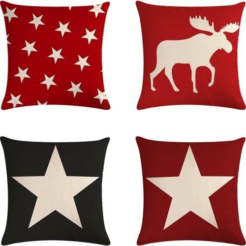 Hot Selling Christmas Geometry Star Series Pillow Cover Automobile And Sofa Cushion Cover Home Decor