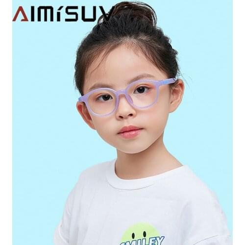 Fashion Blue Light Glasses Kids Girl 2020 Round Purple TR90 Flexible Silicone Optics Frame Boy Computer Glasses Childrens UV400