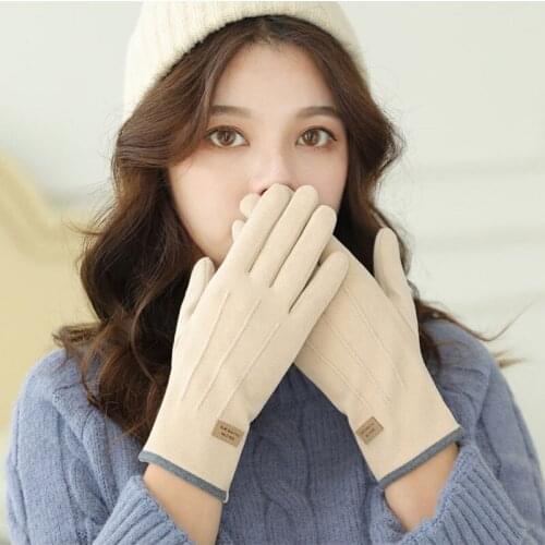 Fashion Womens Gloves New Autumn Winter Plus Velvet Thicken Thermal Driving Touchscreen Imitation Wool Cashmere Gloves WL001