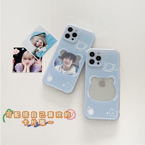 Cartoon Bear Photo Frame DIY Phone Case For iphone 12 pro max 11 7 8 plus x xr xs max SE2 Shock Proof Phone Back covers