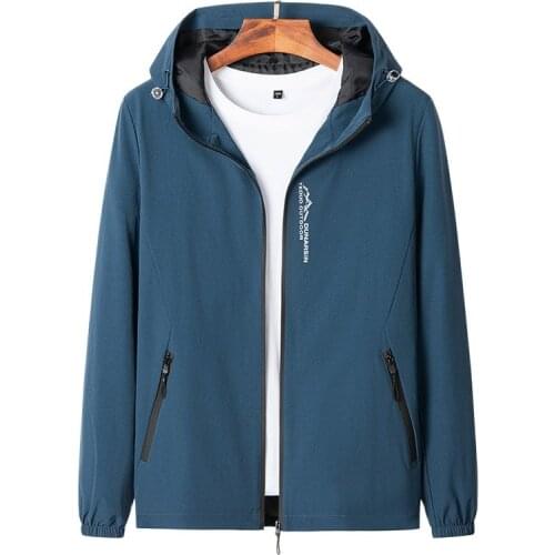 Jacket For Men StyleMens WindbreakerNew Fall Casual Jacket Mens Hoodie+Solid Color Zippered Door Pocket Trim Four Colors M-5XL