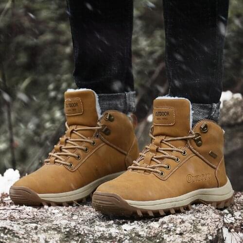 Men Hiking Shoes Waterproof Leather Shoes Climbing & Fishing Shoes New Popular Outdoor Shoes Man High Top Winter Boots Large