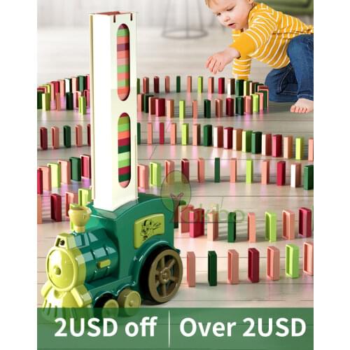 Domino Blocks Kits Automatic Domino Train Car Dominoes Games Color Sorting Matching Game Toy Educational Toys For Kid Children