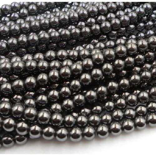 Natural Stone Black Hematite beads Round Loose beads Stone ball Pick Size 4mm/6mm/8mm/10mm For Jewelry bracelet Making DIY