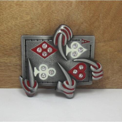 BuckleClub wholesale zinc alloy playing card belt buckle western jeans gift belt buckle FP-02121 PEWTER FINISH