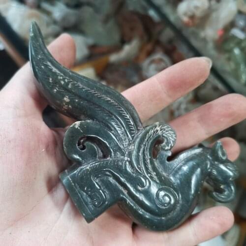 Wholesale sale real photos ancient original natural jade collection emperor cane handle scepter logo hand-carved