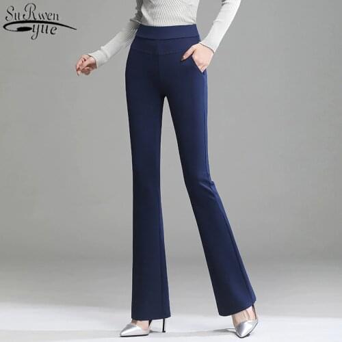 Autumn and Winter Fashion Women High Waist Flare Pants Large Size 4XL Professional Trousers All-match Straight Casual Pant 11516