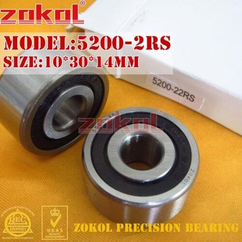 ZOKOL bearing 5200 2RS 3200 2RZ (3056200) Axial Angular Contact Ball Bearing 10*30*14mm