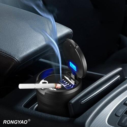 2021 NEW Creative Automatic Pop Lid LED Light Car Ashtray Mini Outdoor Unusual Ashtray Smoking Accessories Gadgets For Men