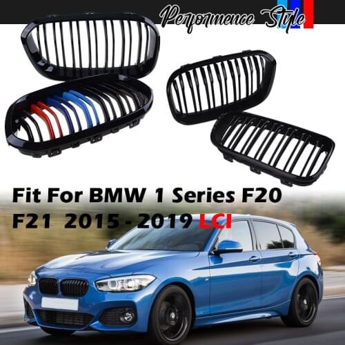 Front Bumper Kidney Grill Double Slat Racing Sport Grille Fit For BMW F20 F21 LCI 120i 1Series 2015 2016 2017,Car Accessories