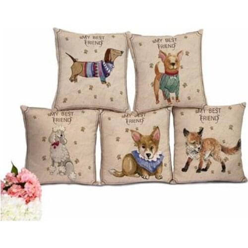 Dachshund Dog Cushions Without Inner Fox Animals Square Cotton Linen Euro Style Chair Seat Throw Pillows Funda Cojin