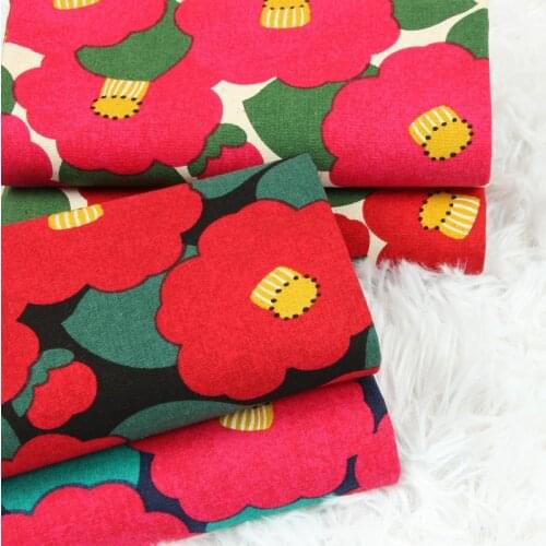 Half Yard Export 100% Cotton Canvas Fabric With Rural Floral print, Handmade Pillow Sofa Curtain Bag Coarse Cloth