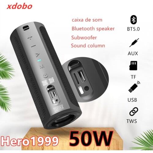 Xdobo Hero1999 Bluetooth Speaker 50W Portable Sound Column 6600mAh Large Capacity Battery Outdoor Waterproof Subwoofer System