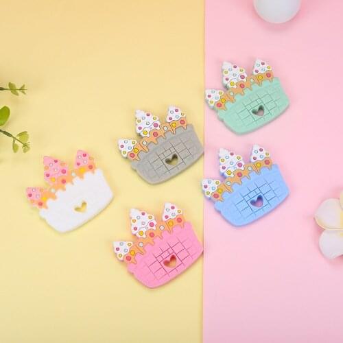 Sunrony 5pcs Baby New Teether Silicone Ice Cream Cute DIY Accessories Nursing Molar Toy Pendant Food Grade Silicone Teether